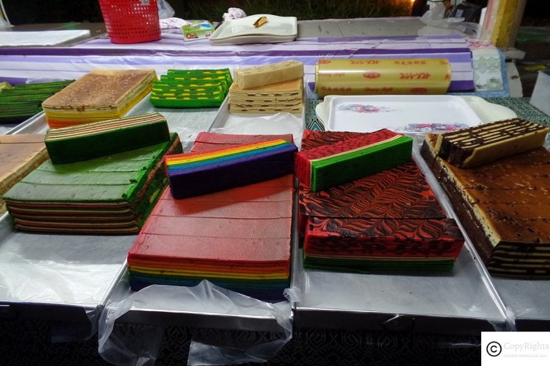 Cake Lapis, a multi-colored cake is specialty of Kuching