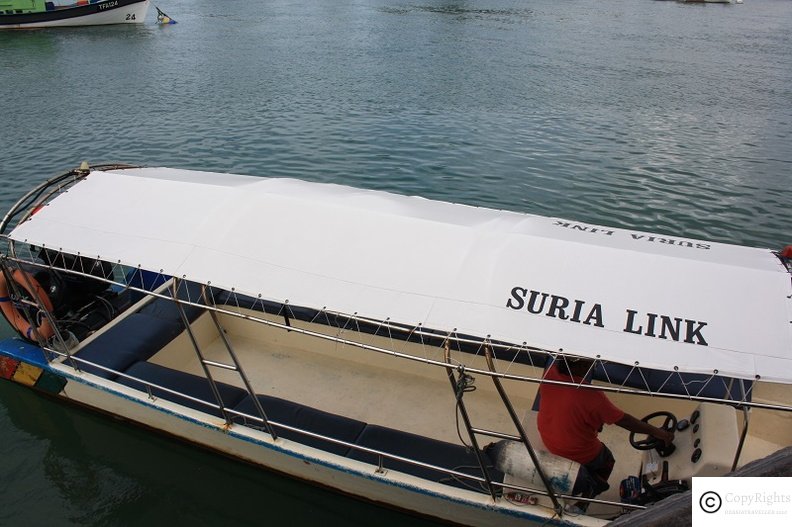 Single engine boat can be rented for pick and drop from the Island