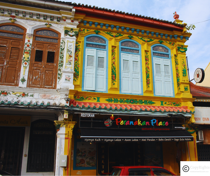 Beautiful shophouses are part of Peranakan Culture in Melaka