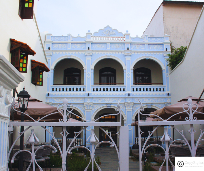 Beautiful architecture of old houses on Jonker Walk in Melaka